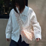 Daiiibabyyy  Polka Dot Shoulder Bag Ruched Sac Femme Crossbody Bags for Woman Daily Using Underarm Bolso Korean Zipper Bolsos De Mujer