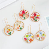 Daiiibabyyy Unique Epoxy Resin Pressed Flower Earrings Women Colorful Real Flower Natural Earring Handmaking Floral Statement Jewelry