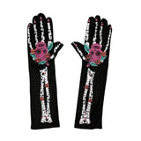 Daiiibabyyy  Ghost Face 3D Skeleton Design Halloween Gloves Convex Long Skeleton Gloves Unisex Design Ghost Festival Gloves Festival Costume