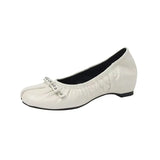 Daiiibabyyy  Ballet Style Vintage Pleated Split Toe Women Pumps Fashion Soft Leather Rivet Bowknot 5CM High Heels Casual Tabi Loafers Shoes