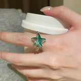Daiiibabyyy  Colorful Mushroom Bead Ring New Elastic Rope Design Cute Playful Women Dopamine Finger Ring Trendy Contrast Color Party Jewelry