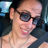 Daiiibabyyy Vintage Small Rectangular Frame Sunglasses Woman Summer Fashion Retro Luxury Sun Glasses Female Leopard Blue Oculos De Sol
