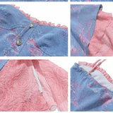 DAIIIBABYYY  -  Korean Fashion Irregular Spliced Camis Waist Slim Summer New Design Sense Chic Contrast Color Denim Midi A-Line Sexy Fairy Dress