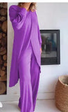 DAIIIBABYYY  -  Women's Long Sleeved Set Wide Leg Pants Set Irregular Fashion Casual Cross Size Two-piece Set