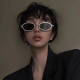 Daiiibabyyy  Crystal Stones Decoration Sunglasses for Men Women Oval Shape Designer Sunglasses Fashion Trendy Outdoor Sun Glass