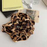 Daiiibabyyy  Women's Hair Tie Fashionable Leopard Print Large Intestine Hair Band Korean Style Scrunchies Versatile Chic Ponytail Hair Tie