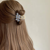 Daiiibabyyy  Korean Flower Hair Claw Clips for Women Blue Acrylic Acetate Hair Clips Cute Hair Accessories Girls Grip Crab Clamp Headwear