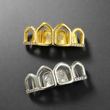 Daiiibabyyy  Hot-Selling Hip-Hop Hollowed-Out Diamond-Studded Braces In Gold Finish - Drip Grills New Accessory Jewelry With Diamonds