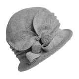Daiiibabyyy  100% wool Hats Middle aged Women Fedora Hat Floral Wool Mom Hats For Winter And Autumn