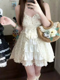 Daiiibabyyy  Kawaii Sweet Lolita 2 Piece Set Women Vintage Y2k Fashion Casual Dress + Mini Skirts Japanese Fairy Birthday Party Retro Outfits