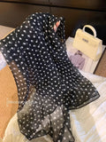 Daiiibabyyy  Ins Bright Yellow Dot Silk Scarf Women's 2025 Spring Summer New High-end Neck Silk Scarf Matching Headband Tied Hair Long Scarf