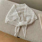 Daiiibabyyy  Retro Floral Printed Lace Triangle Scarf Transparent Embroidered Lace Head Scarf Thin Scarf Accessories Lace Headband Party