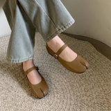 Daiiibabyyy 2024 Blue Women Flats Round Toe Retro Single Shoes One Word Buckle Shallow Mouth Mary Jane Shoes Split Toe Shoes Sandals Mujer