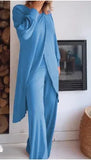 DAIIIBABYYY  -  Women's Long Sleeved Set Wide Leg Pants Set Irregular Fashion Casual Cross Size Two-piece Set