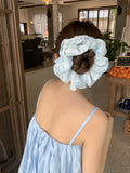 Daiiibabyyy  Summer new large pleated hair tie cream colored checkered multi layered hair tie coiled hair ponytail hair flower