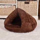 DAIIIBABYYY  -  Cat and Dog Triangle Pet Nest Winter Thickened and Warm Pet Mat Mongolian Yurt Fury Half Closed Sleeping Bag Pet Rest Supplies