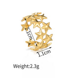 Daiiibabyyy  New Stainless Steel Double Layer Star Waterproof Rings for Women Gold Color Opened Star Rings Cute Wedding Jewelry Gifts