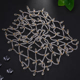 Daiiibabyyy  Luxury Acrylic Bridal Mesh Cap Headpiece Women Head Accessories Handmade Elegant Crystal Tassel Hair Chain Hat Wedding Jewelry