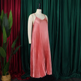 DAIIIBABYYY  -  Sexy Spaghetti Stap Dresses for Women V Neck Sleeveless Loose Pleated Ankle Length Elegant Ladies Birthday Party Dinner Gowns