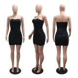 DAIIIBABYYY  -  Sexy Sequined Dresses for Women Off the Shoulder Off the Shoulder Mini Length Elegant Ladies Birthday Party Dinner Club Dress