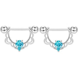 DAIIIBABYYY  -  1 Pair Stainless Steel Love Heart Shape Nipple Piercing Cubic Zirconia Butterfly Crown Barbell Tongue Piercing Body Jewelry