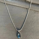 Daiiibabyyy Korean Fashion Goth Fairy Aesthetic Blue Crystal Droplet Pendant Snake Chain Necklace For Women Girl Party Trendy Y2K Jewelry