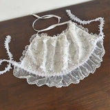 Daiiibabyyy  French Retro Lace Butterfly Triangle Scarf Tie Hair Bands Summer Female Thin Hair Band Travel Photo Seaside Sweet Cute Hair Band