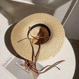 DAIIIBABYYY  -  Belt Strap Straw Sun Hat For Women Fashion Vacation Beach UV Hats Summer Wide Brim Travel Panama Hats Outdoor Wholesale