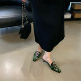Daiiibabyyy  Spring  Fashion Design Embroidery Pointed Toe Mules Slippers Women Low Heels Comfortable Party Shoes Zapatos De Mujer