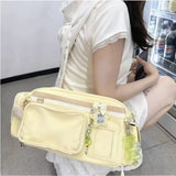 Daiiibabyyy  Sweet One Shoulder Tote Ita Bag Women's Fashionable Versatile Y2k Multi Style Large Capacity Transparent Outer Bag Crossbody Bag