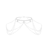 Daiiibabyyy  Luxury Rhinestone Shoulder Chain Necklace For Women Fashion Silver Color Tassel Multilayer Sexy Body Bikini Chest Chain Jewelry