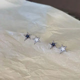 DAIIIBABYYY  -  personality Black and White Pentagonal Stud Earrings for Women Girl vintage punk Zircon Little Star Earring Hip Hop rock Jewelry