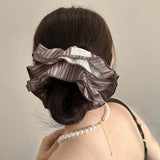 Daiiibabyyy  Korean version of premium striped hair band 4-layer striped large intestine ring hairrope headrope ball head hairaccessories