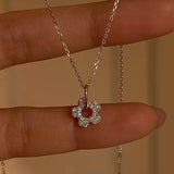 Daiiibabyyy  New Shiny Zircon Necklace for Women Flower Heart Starburst Pendant Necklace Sweet Lovely Banquet Party Jewelry Accessories Gifts