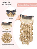 Daiiibabyyy  High Ponytail Wig Female Retro Qipao Hairstyle Gold Powder Family Republic Of China Roman Curly Long Hair Ponytail