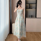 DAIIIBABYYY  -  Fashion Print Embroidry Sling Sexy Long Dress Women Elegant Casual Beach Dress Summer Korean Bodycon Festival Evening Dress