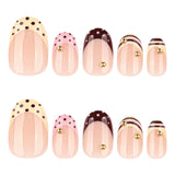 Daiiibabyyy  24Pcs French White Gradient Almond Press on Nails Flower Pattern False Nails with 3D Rhinestone Design Fake Nail Art