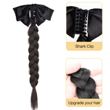 Daiiibabyyy  Synthetic Claw Clip Braided Ponytail Wig Bow Low Ponytail Braided Hair Accessories  Fake Braids Ponytail Hair Extension
