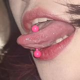 DAIIIBABYYY  -  1PC Soft Barbell Tongue Piercing colorful Flexible  invisible Tongue Jewelry Suitable for the healing period  14G Length 16mm
