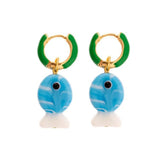 Daiiibabyyy  Personality Jewelry Accessories Enamel Fish Earrings Lip Alloy Charms Ear Buckle Dripping Oil Starfish Hoop Earrings Girls