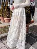 DAIIIBABYYY  -  Korean Chic Skirts Spring Gentle Temperament Long Skirt Embroidery Hook Flower High Waist Skirt Thin Lace Female Falda