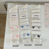 DAIIIBABYYY  -  Summer Kawaii Korean Bow Calf Socks Lolita JK Bow Cute Middle Tube Socks Ballet Thin Japanese Y2K Sock Mesh Breathable Socks