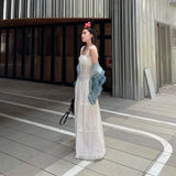 DAIIIBABYYY  -  Slim Fit Vest Patchwork Dress for Autumn , New Pleated Hem Covering Crotch and Long Skirt Underneath