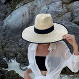 DAIIIBABYYY  -  Belt Strap Straw Sun Hat For Women Fashion Vacation Beach UV Hats Summer Wide Brim Travel Panama Hats Outdoor Wholesale