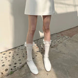 Daiiibabyyy -  Korea Medium Tube Socks Ruffled double calf socks Summer Ballet Leg Socks JK Lolita Calf Socks Y2K Leg Pile Socks Party Socks