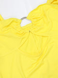Daiiibabyyy  Solid Backless Slimming Hollow Out Dresses for Women Square Collar Sleeveless High Waist Temperament Dress Female Fashion