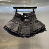 DAIIIBABYYY  -  Y2K Denim Mini Skirt Women Kawaii Lace Patchwork White Ball Gown Jeans Skirts Summer Gyaru Gothic Korean Black Faldas New