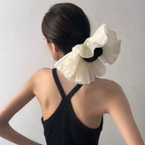Daiiibabyyy  1pc Extra Large Pleated Double-Layer High-End Scrunchie, Elegant Fashion Hair Tie Suitable For Daily Commute, Casual, Romantic,
