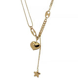Daiiibabyyy Fashion Stainless Steel Long Love Heart Women Girls Necklaces&Pendant Star Hanging Chain Choker Sweet Valentine's Day Gift