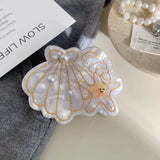 Daiiibabyyy  New Ocean Series Pearl Shell Hairpin Grab Clip Personalized Creative Shark Clip Back Head Disc Hair Grab Hair Accessories